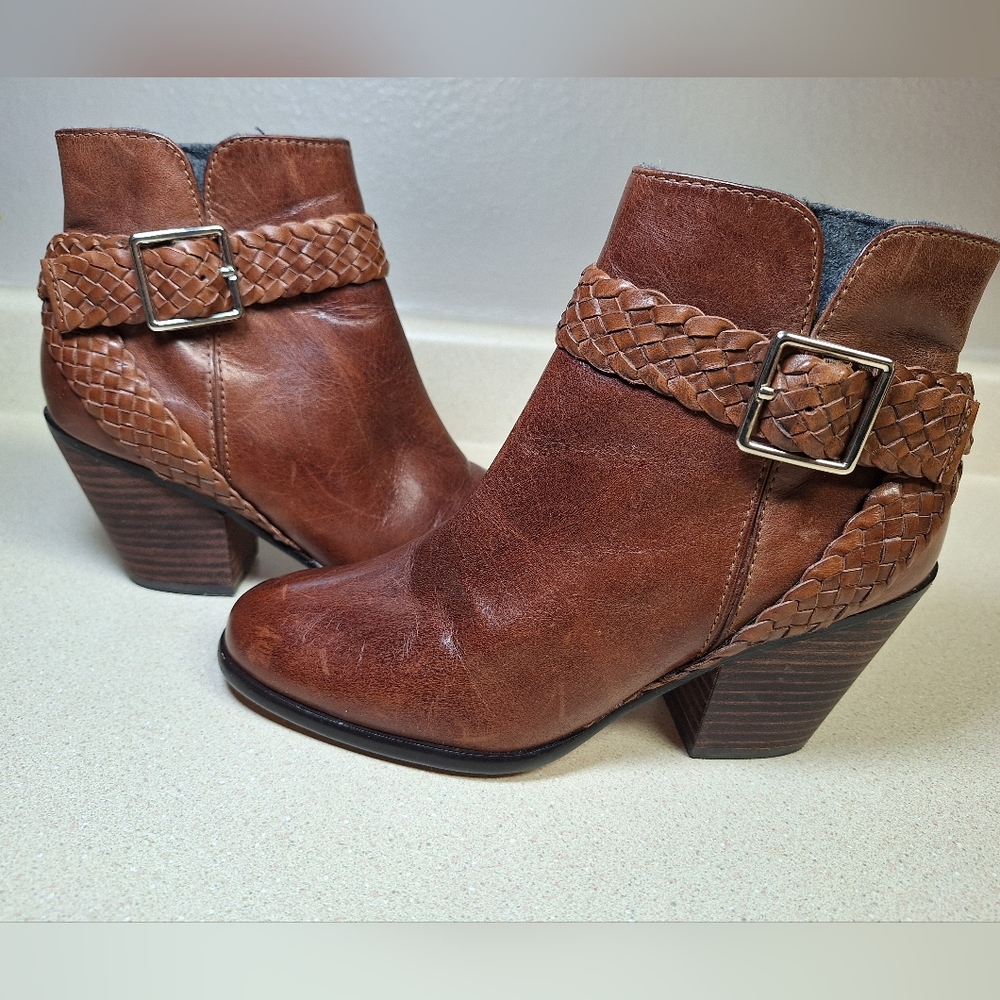 Cole Haan Brown Ankle Boots with Braided Detail